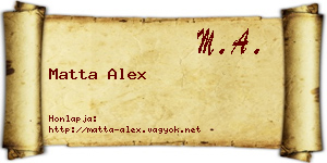 Matta Alex névjegykártya